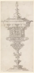 Seisova kuppi kansilla, teoksesta "Novum opus cratero graphicum..."
