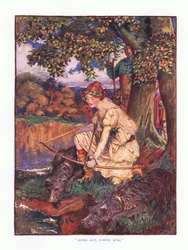 Tule ulos valkoinen polttarit, kuvitus elokuvasta Lady And Fairy Tales, 1914