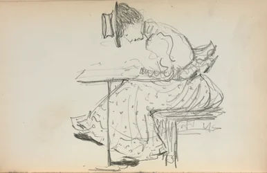 Italialainen luonnoskirja: Istuva nainen, sivu 107, 1898-1899.