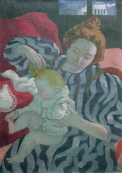 Äiti pesemässä lastaan, 1895
