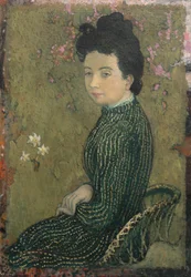 Eva Meurier vihreässä mekossa