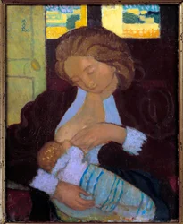 Nuori nainen, joka imettää 1900-luvulla