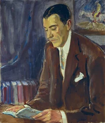 muotokuva PEREZ DE AYALAsta, Ramonista (1888-1962), espanjalaisesta kirjailijasta (öljy kankaalle)