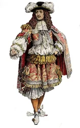 Ranskan kuningas Ludvig XIV - Kromatypografia Gustave Toutwelven "" Le Roy Soleil" -kirjassa" (Louis XIV), kuvitus Maurice Leloir (1853-1940)