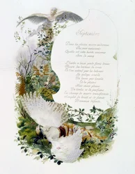 Syyskuun "Kuukauden laulu", kirjoittanut Jérôme Doucet, kuvitus - Maurice Leloir, toim. Reims 1904. L. Michaud