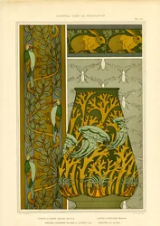 Art Nouveau Luontoaiheet: linnut, merieläimet ja hyönteiset (litografia)
