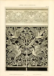 Ornamental Compositions with Papukaijat ja Cicadas (litografia) (litografia)