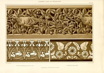 Koristeelliset friisit, joissa on eläinaiheita (litografia)