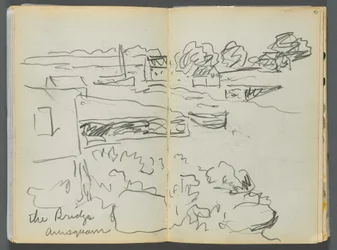 Luonnoskirja- The Granite Shore Hotel, Rockport, sivu 092  93: "The Bridge , Annisquam".