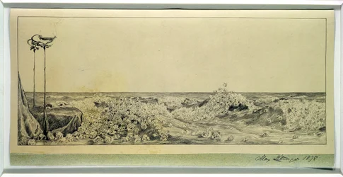 Kunnia, sarjasta "Parafraasi hansikkaiden löydöstä", 1878, julkaistu vuonna 1881 (intialainen muste paperilla)