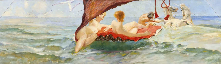 Venus kuorivaunussa. Osa Villa Albersin seinäkoristeesta 1884-1885.
