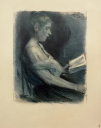 M.Liebermann, Lesendes Mädchen