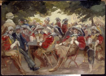 Iloitseminen (Herrymaking). Max Liebermannin (1847-1935) maalaus, öljy puulle. Saksalainen taide, 1800-1900-luvun loppu, impressionismi. Valtion A. Pushkinin kuvataidemuseo, Moskova.