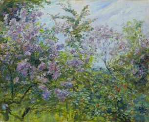 Kukkiva lila, noin 1921 (öljy puulle).