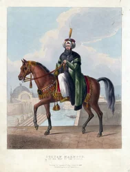 Mahmud II:n (1785-1839) muotokuva (Mahmoud II), Ottomaanien valtakunnan sulttaani - Oeuvre de M. Gauci (aktiivinen 1800-luku) - 1829 - Värilitografia - 26x20 - Yksityiskokoelma