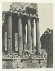 Baalbeck Heliopolis, Jupiterin temppeli, näkymä kaakkoiskulmasta, Syyria, 184951, painettu 1852.