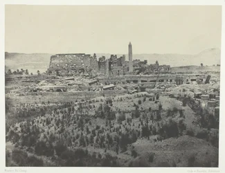 Karkakin palatsi, yleinen näkymä raunioista, itään katsova, Thebes, 184951, painettu 1852.