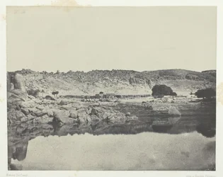 Abou-Kolin kylän Niilin pohjoisranta, näkymä Philoesta pohjoiseen, Nubia, 184951.