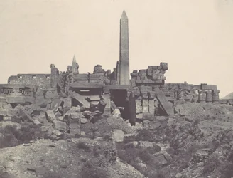 Thebes. Karnakin palatsi. Granite Sanctuary ja Hypostyle Hall, 1850.
