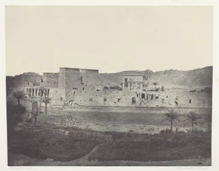 Näkymä Beghén saarelta länteen, Philoe; Nubia, levy 68 albumista "Egypte, Nubie, Palestine et Syrie" (1852).