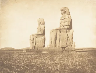 Näkymä kahdesta Amenopheumin kolossista Thebassa, 1849-50.