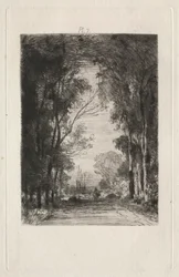 Matkustaja tiellä metsässä, 1866.