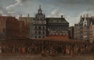 Münsterin rauhan julistus Antwerpenin Grote Marktilla sijaitsevalla Grote Marktilla