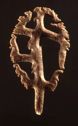 Eksentrinen piikivi omistettu alas Hieroglyphic Stairway, Copan, Late Classic Period (600-900) (piikivi)