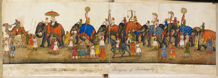 Processional panoraama, kuva "Reminiscences of Imperial Delhi". Delhi-kirja, kirjoittanut Sir Thomas Theophilus Metcalfe