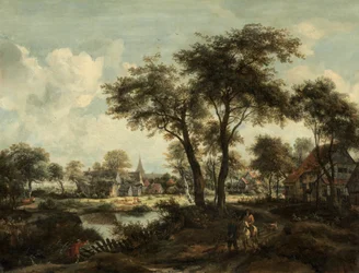 Kylä uima-altaan lähellä, c. 1670.