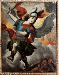 Melchor Perez de Holguinin (1665-1724) maalaus "Arkkienkeli Pyhä Mikael"
