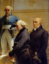 Ranskalaisen arkkitehdin Pierre Francois Leonard Fontainen (1762-1853) muotokuva Yksityiskohta Merry Joseph Blondelin (1781-1853) maalauksista