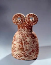 Mesopotamia: idoli terrakottasilmillä. 3300-3000 eaa. Aurinko 0,27 m Pariisi, Musee du Louvre