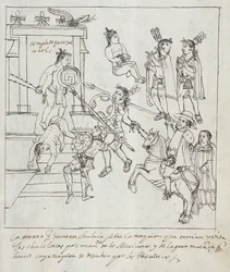 Ms Hunter 242 f.256r Evankelical Battle, Historia de Tlaxcala, kirjoittanut Diego Munoz Camargo