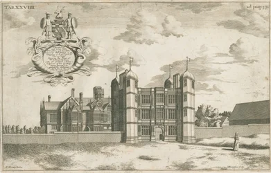 Tixall Hall ja Gatehouse: kuparilevykaiverrus, nd [1686] (painettu)