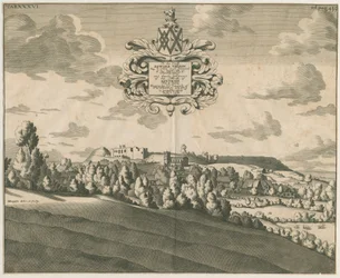 Tutbury Castle - Kaukainen näkymä: kuparilevykaiverrus, nd [c 1686]