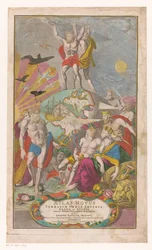 Atlas en Hercules dragen sternerhemel Sivun nimi: Johann Baptista Homann, Atlas Novus Terrarum Orbis Imperia, Regna et Status Exacte Tabulis Geographicè Demonstrants, 1729