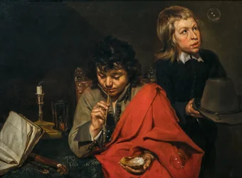 Boys Blowing Bubbles, noin 1640-luku (Öljy kankaalle)