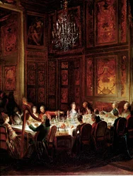 Prinssi Louis Francois de Contin illallinen, Temppelin palatsi”” Yksityiskohta. Michel Barthelemy Ollivierin (1712-1784) maalaus 1766 su. 0,56x0,71 Versailles, musee du chateau