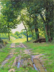 Chemin de Gironde öljy, 2018 (öljy kankaalle)