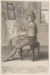 Maalari maalaustelineessä, 1620-67.
