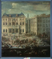 Näkymä Marseillen kaupungintalolle vuoden 1720 ruton aikana