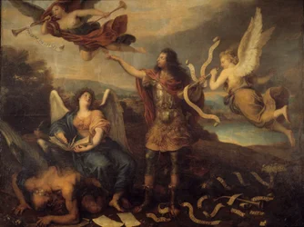 Katumus. Allegoria Bourbon-Conden prinssi Ludvig II:lle (Bourbon Conde), joka tunnetaan nimellä Grand Conde (1621-1686). Kornelius Nuoren maalaus (1642-1708)