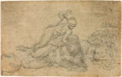 Michelangelo - Daavid ja Goljat. Verso Säännösteltyjä arkkitehtonisia tutkimuksia, n. 1550-1556, I, 32a.