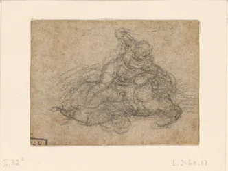 Michelangelo - Daavid ja Goljat. Verso Säännösteltyjä arkkitehtonisia tutkimuksia, n. 1550-1556, I, 32c.