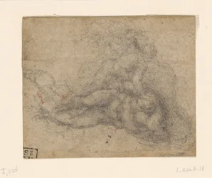 Michelangelo - Daavid ja Goljat. Verso Säännösteltyjä arkkitehtonisia tutkimuksia, n. 1550-1556, I, 32d.