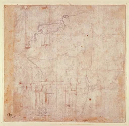 Tutkimus päästä, 1525-26 (musta liitu paperilla) (käänteinen) (katso suora 191779)