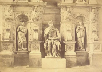 Paavi Julius II:n (1453-1513) hauta, Mooseksen yksityiskohta Lean ja Raakelin rinnalla