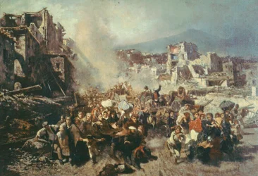 Maanjäristys Torre Del Grecossa, Michele Cammarano (1835-1920), öljy kankaalle