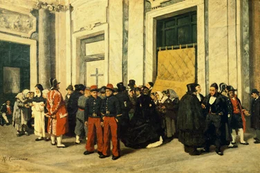 Santa Maria Maggioren sisääntulo, noin 1865, kirjoittanut Michele Cammarano (1835-1920), Italia, Öljy kankaalle.